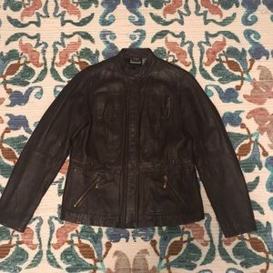 Size 0 Chico’s brown leather motorcycle jacket